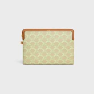 Piccola pochette con tracolla in pelle Cuir Triomphe e tela Toile Triomphe