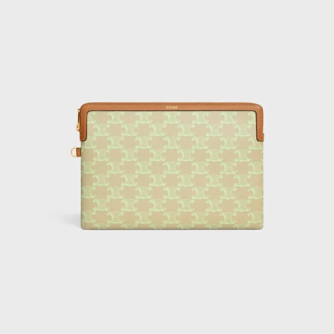 Piccola pochette con tracolla in pelle Cuir Triomphe e tela Toile Triomphe Piccola pochette con tracolla in pelle Cuir Triomphe e tela Toile Triomphe