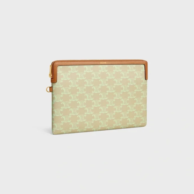 Piccola pochette con tracolla in pelle Cuir Triomphe e tela Toile Triomphe Piccola pochette con tracolla in pelle Cuir Triomphe e tela Toile Triomphe