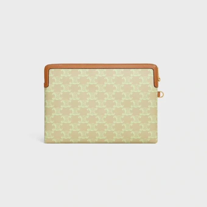 Piccola pochette con tracolla in pelle Cuir Triomphe e tela Toile Triomphe Piccola pochette con tracolla in pelle Cuir Triomphe e tela Toile Triomphe