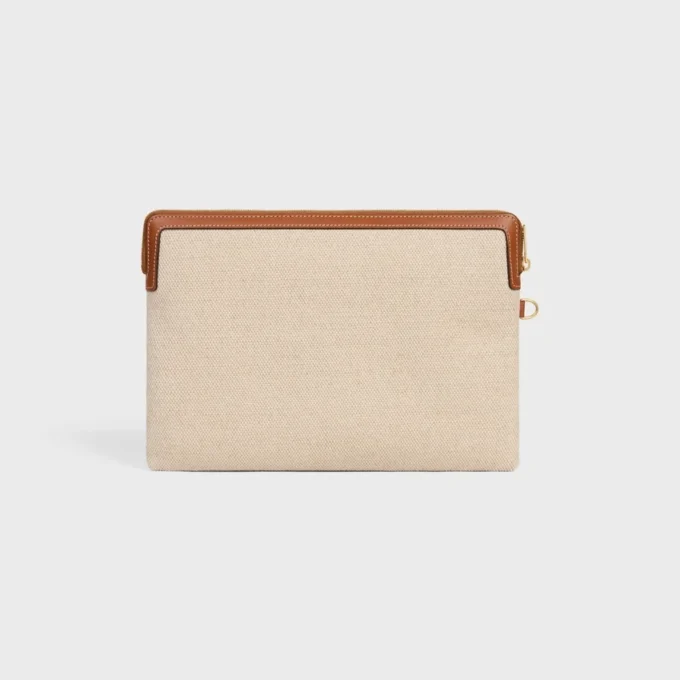 Piccola pochette con tracolla in tessuto con ricamo a forma di ancora e pelle di vitello Piccola pochette con tracolla in tessuto con ricamo a forma di ancora e pelle di vitello