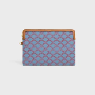 Piccolo astuccio con tracolla Cuir Triomphe in tessuto con motivo Triomphe all-over