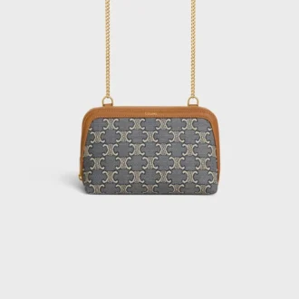 Pochette con catena in Jacquard Triomphe All Over