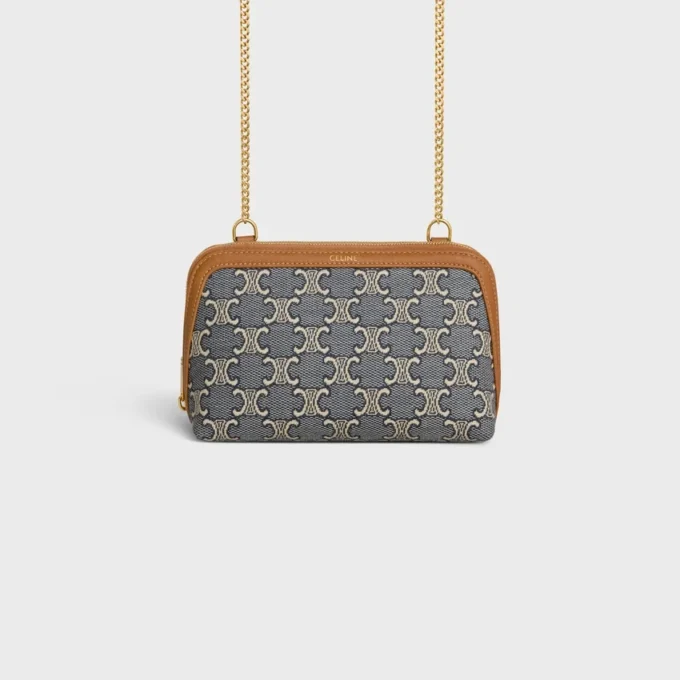 Pochette con catena in Jacquard Triomphe All Over Pochette con catena in Jacquard Triomphe All Over