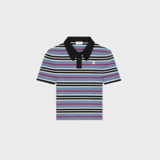 Polo corta in cotone a righe