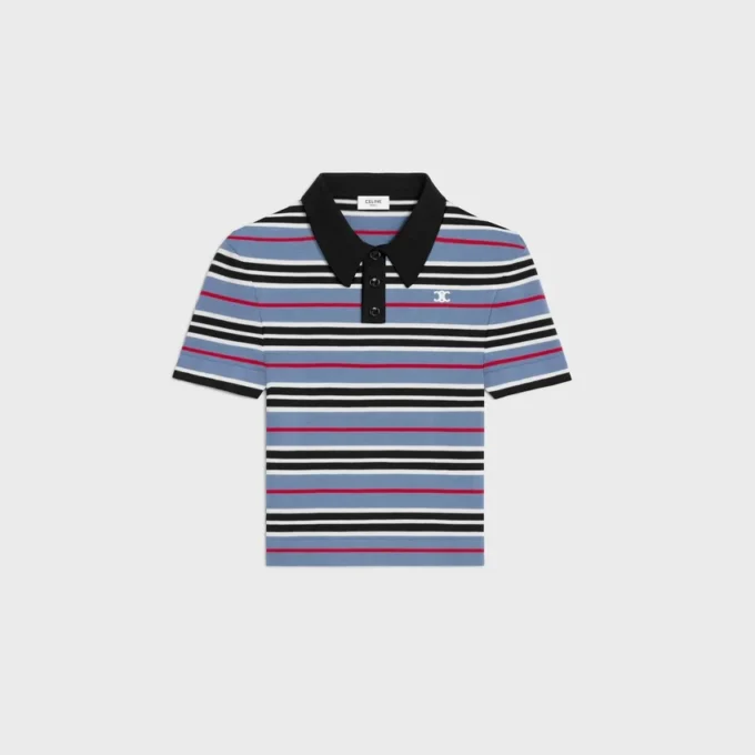 Polo corta in cotone a righe Polo corta in cotone a righe