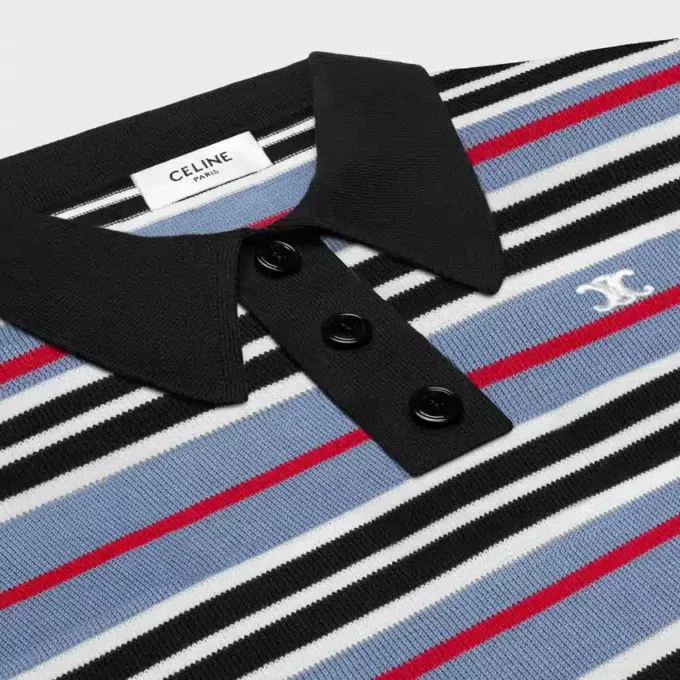Polo corta in cotone a righe Polo corta in cotone a righe