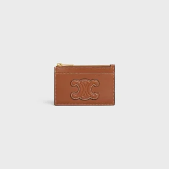 Portacarte con cerniera Cuir Triomphe in pelle di agnello liscia
