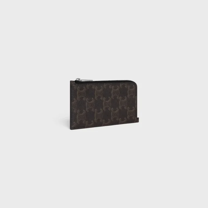 Portacarte lungo con cerniera in Triomphe Canvas