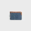 Portamonete in denim a righe con strass Portamonete in denim a righe con strass