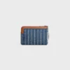 Portamonete in denim a righe con strass Portamonete in denim a righe con strass