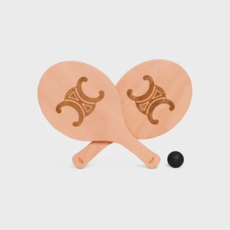 Racchette da spiaggia in legno e pelle di vitello