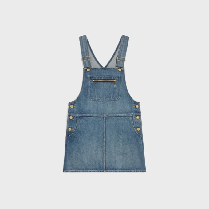 Salopette Mini Abito in Denim Union Wash Salopette Mini Abito in Denim Union Wash