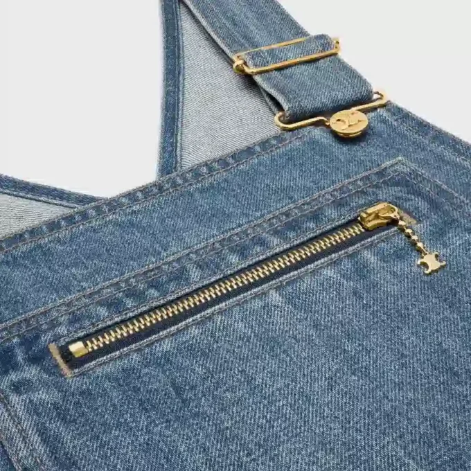 Salopette Mini Abito in Denim Union Wash Salopette Mini Abito in Denim Union Wash