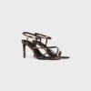 Sandalo CELINE Ava in tessuto gros grain con stampa leopardata Sandalo CELINE Ava in tessuto gros grain con stampa leopardata