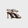 Sandalo CELINE Ava in tessuto gros grain con stampa leopardata Sandalo CELINE Ava in tessuto gros grain con stampa leopardata