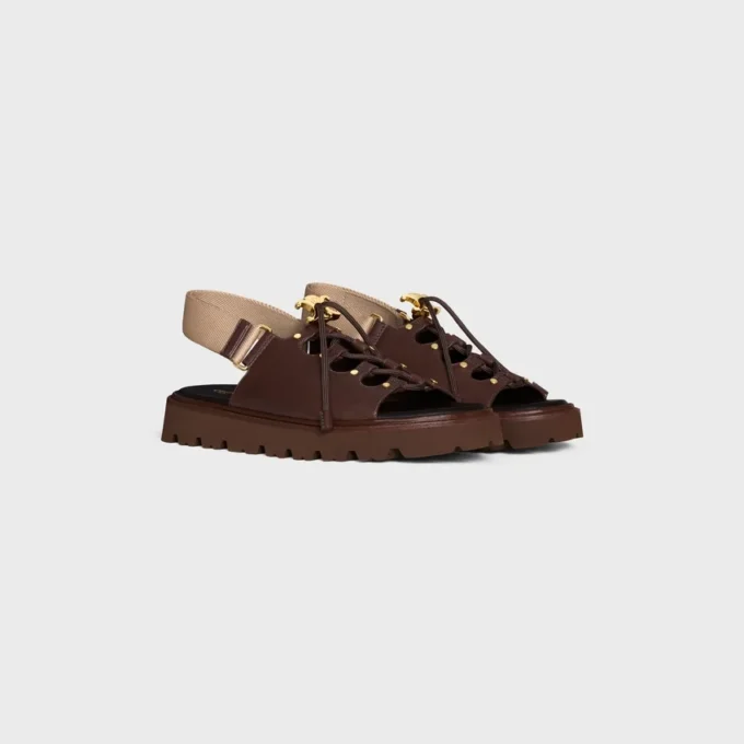Sandalo CELINE Billie Chunky in pelle di vitello e tessuto Sandalo CELINE Billie Chunky in pelle di vitello e tessuto