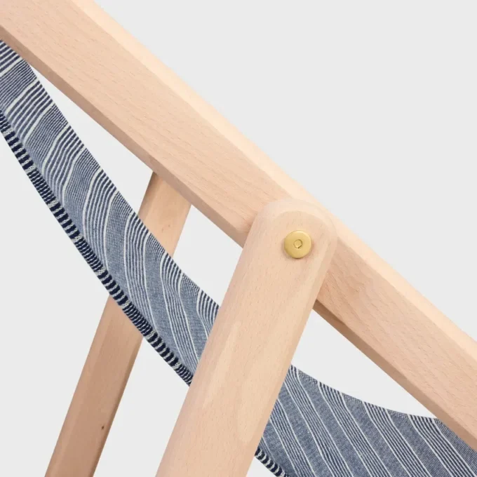 Sdraio in legno e tessuto jacquard