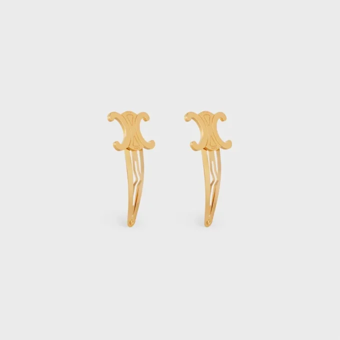 Set CELINE di 2 mollette a scatto in ottone con finitura dorata e acciaio