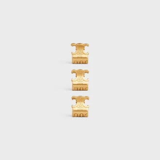 Set CELINE di 3 mini mollette per capelli in ottone con finitura dorata e acciaio