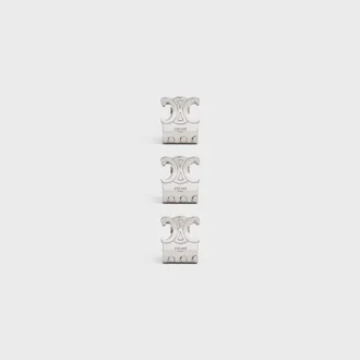 Set CELINE di 3 mini mollette per capelli in ottone con finitura in rodio e acciaio