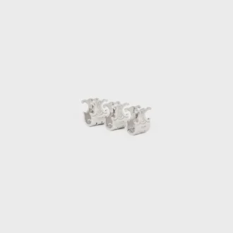 Set CELINE di 3 mini mollette per capelli in ottone con finitura in rodio e acciaio