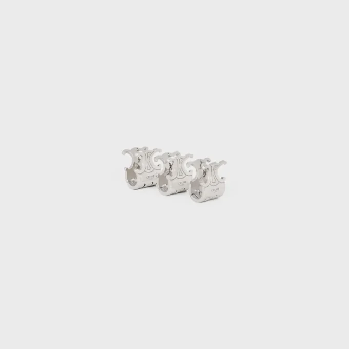 Set CELINE di 3 mini mollette per capelli in ottone con finitura in rodio e acciaio