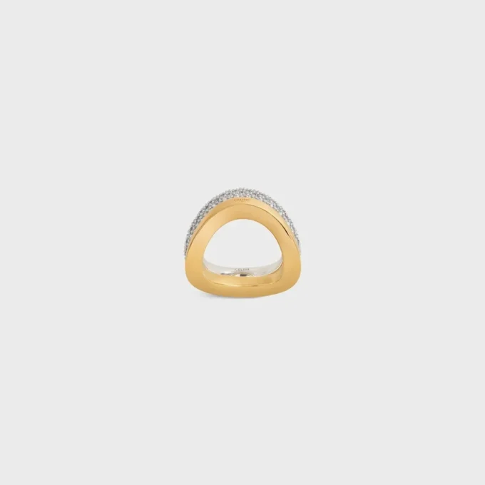 Set di anelli Formes Abstraites in strass e ottone con finitura in oro e rodio
