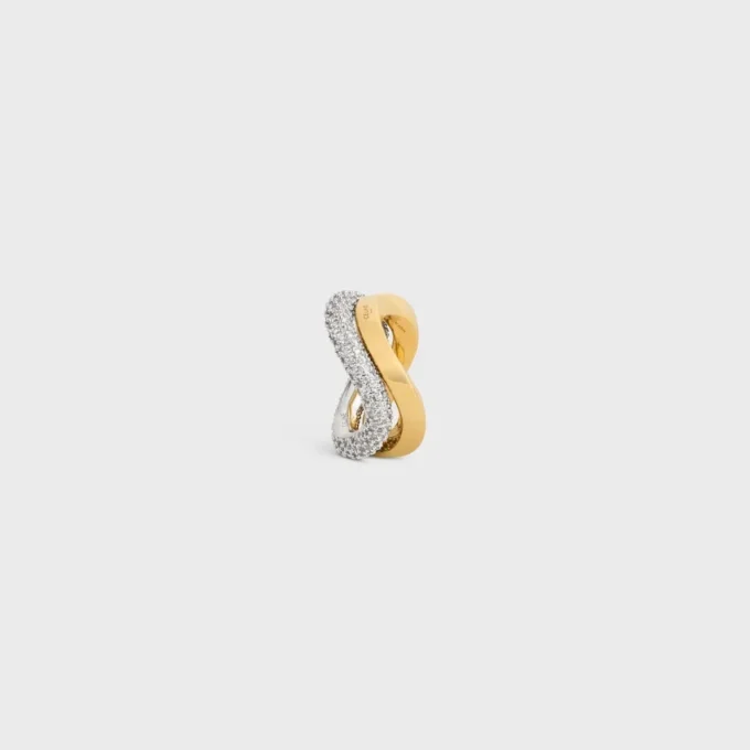 Set di anelli Formes Abstraites in strass e ottone con finitura in oro e rodio