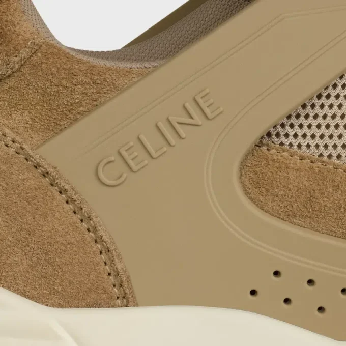 Sneaker basse stringate CELINE Trainer Ct-09 in pelle di vitello scamosciata e mesh Sneaker basse stringate CELINE Trainer Ct-09 in pelle di vitello scamosciata e mesh