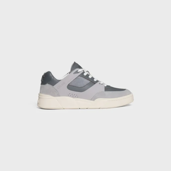 Sneaker basse stringate CELINE Trainer Ct-09 in pelle di vitello scamosciata, pelle di vitello e mesh Sneaker basse stringate CELINE Trainer Ct-09 in pelle di vitello scamosciata, pelle di vitello e mesh