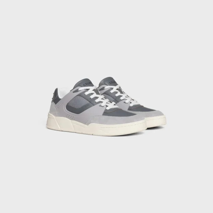 Sneaker basse stringate CELINE Trainer Ct-09 in pelle di vitello scamosciata, pelle di vitello e mesh Sneaker basse stringate CELINE Trainer Ct-09 in pelle di vitello scamosciata, pelle di vitello e mesh
