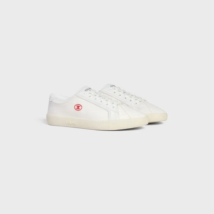 Sneaker CELINE Lou Low con lacci e logo Triomphe in tela e pelle di vitello Sneaker CELINE Lou Low con lacci e logo Triomphe in tela e pelle di vitello