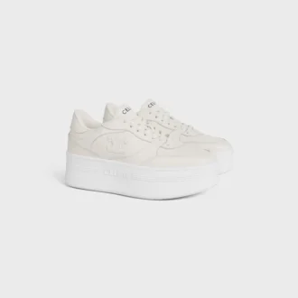 Sneaker con zeppa a blocco in pelle di vitello