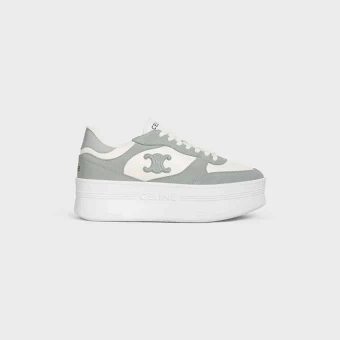 Sneaker con zeppa a blocco in pelle di vitello e pelle scamosciata Sneaker con zeppa a blocco in pelle di vitello e pelle scamosciata
