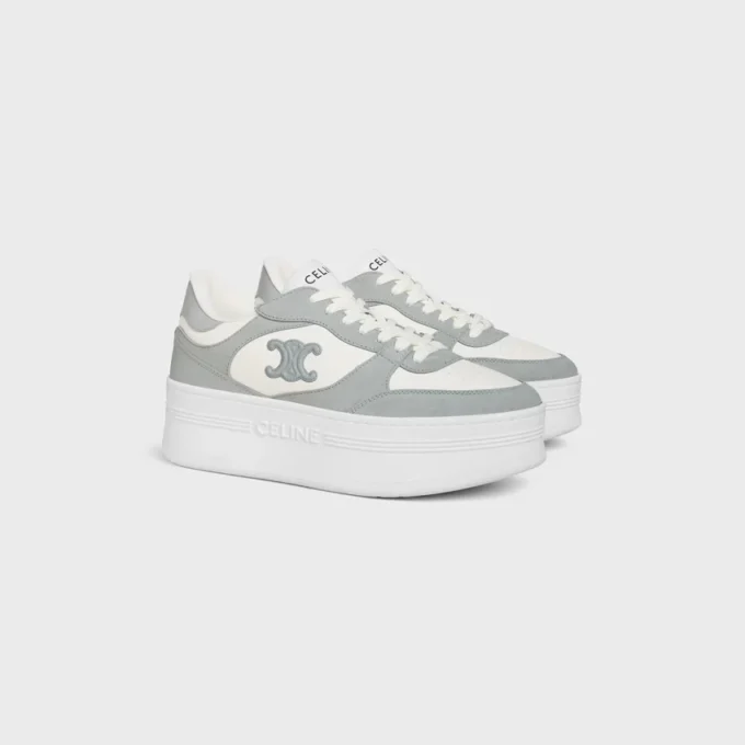 Sneaker con zeppa a blocco in pelle di vitello e pelle scamosciata Sneaker con zeppa a blocco in pelle di vitello e pelle scamosciata