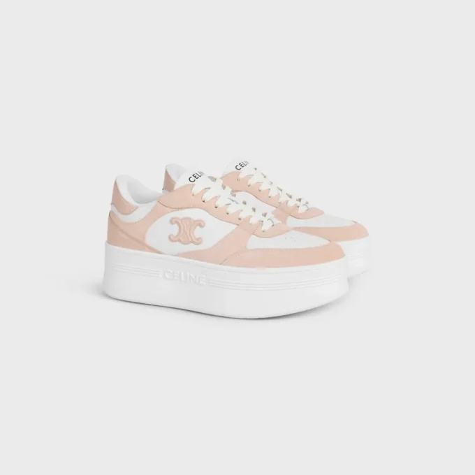 Sneaker con zeppa a blocco in pelle di vitello e pelle scamosciata Sneaker con zeppa a blocco in pelle di vitello e pelle scamosciata