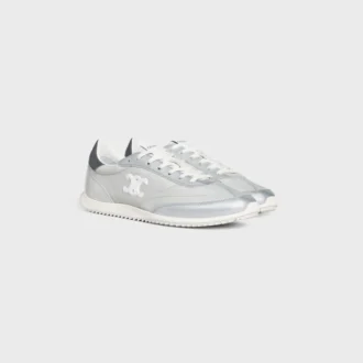 Sneaker Racer in nylon, pelle di vitello laminata e pelle di vitello