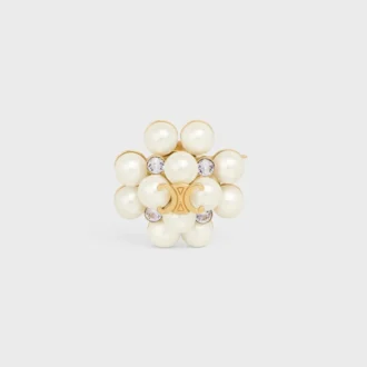Spilla Les Perles CELINE in strass, perle in resina, ottone con finitura dorata e acciaio