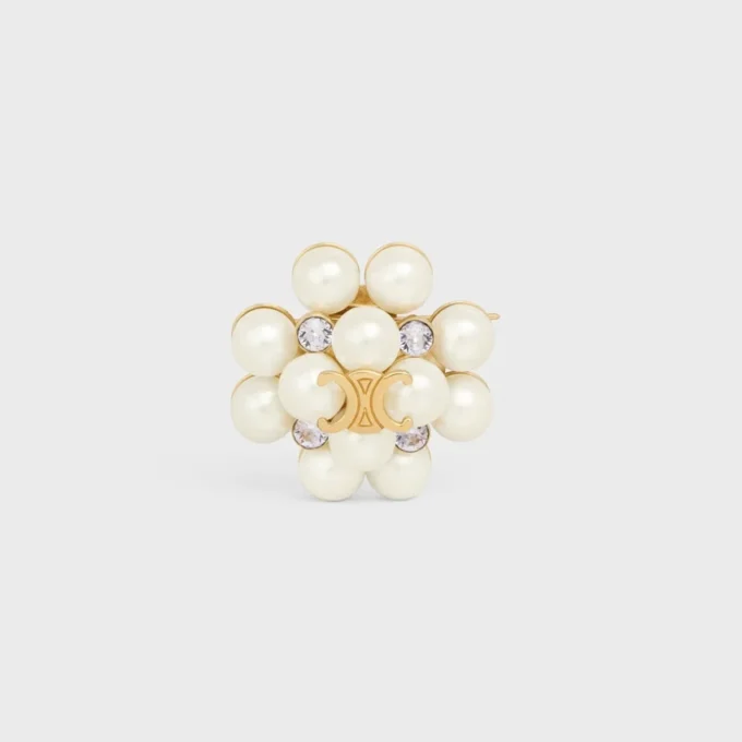 Spilla Les Perles CELINE in strass, perle in resina, ottone con finitura dorata e acciaio Spilla Les Perles CELINE in strass, perle in resina, ottone con finitura dorata e acciaio