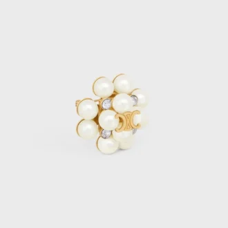Spilla Les Perles CELINE in strass, perle in resina, ottone con finitura dorata e acciaio