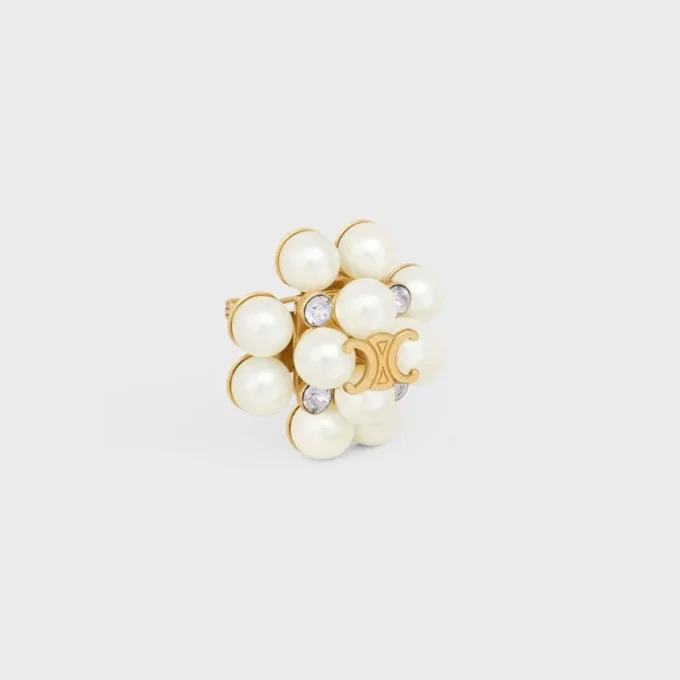 Spilla Les Perles CELINE in strass, perle in resina, ottone con finitura dorata e acciaio Spilla Les Perles CELINE in strass, perle in resina, ottone con finitura dorata e acciaio