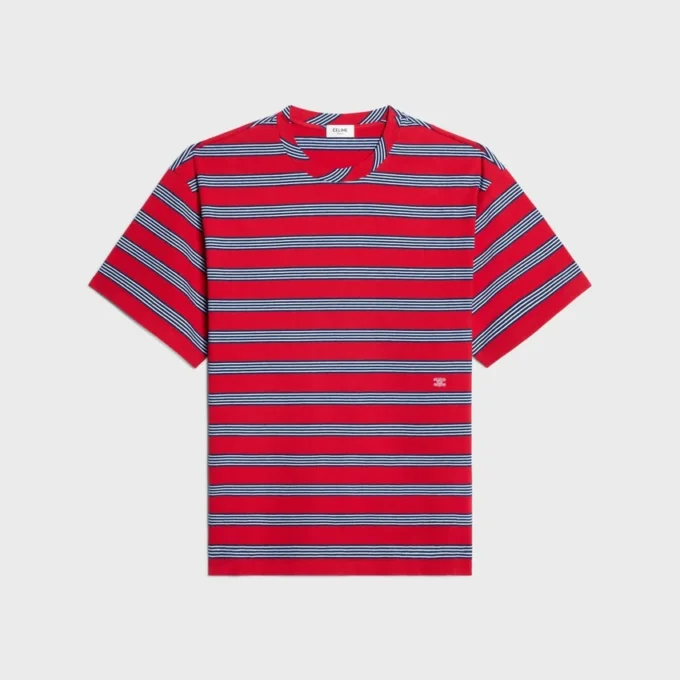 T-shirt regular in jersey di cotone a righe
