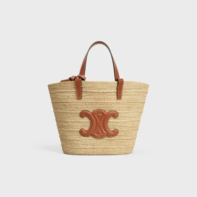 Teen Celine Classic Panier in rafia e pelle di vitello Teen Celine Classic Panier in rafia e pelle di vitello