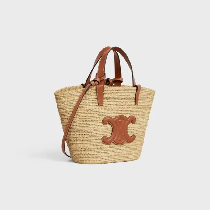 Teen Celine Classic Panier in rafia e pelle di vitello Teen Celine Classic Panier in rafia e pelle di vitello