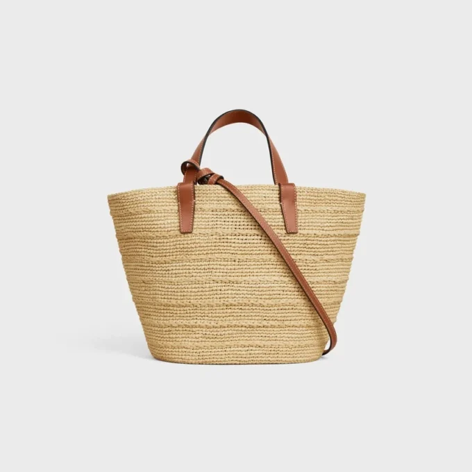 Teen Celine Classic Panier in rafia e pelle di vitello Teen Celine Classic Panier in rafia e pelle di vitello