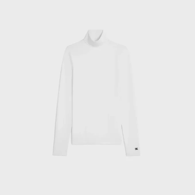 Top a collo alto in jersey di cotone sportivo