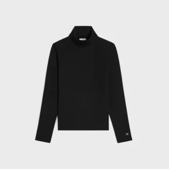 Top a collo alto in jersey di cotone sportivo Top a collo alto in jersey di cotone sportivo