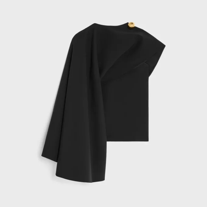 Top drappeggiato in misto lana e seta Top drappeggiato in misto lana e seta